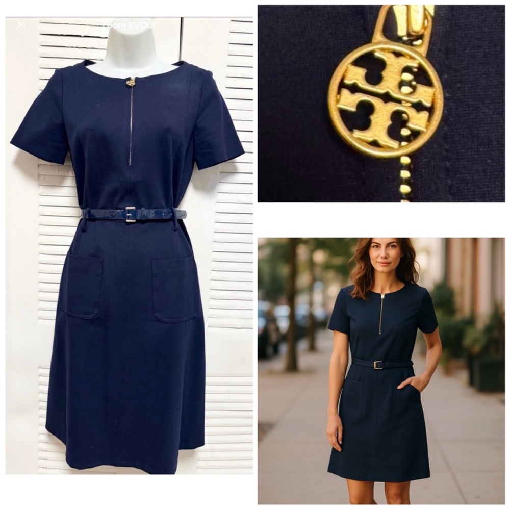 75# Tory Burch Navy Blue Midi Dress
